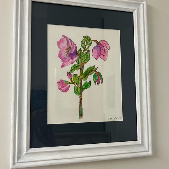 Floral Art Print in White Frame